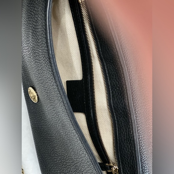 Gucci Clutch Soho Interlocking Gg Chain Flap Black leather shoulder bag - Picture 2 of 5